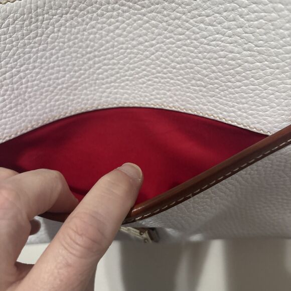 Dooney & Bourke White Pebble Leather Ginger Pouchette Crossbody Bag Read - Picture 8 of 11